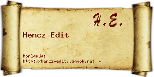 Hencz Edit névjegykártya